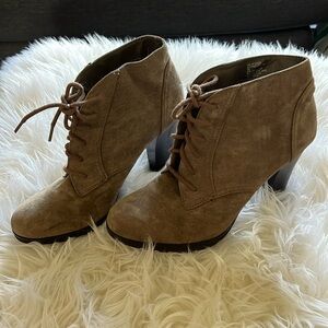 White Mountain  Lace-up Heeled Suede Booties